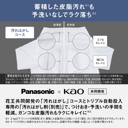 【無料長期保証】パナソニック ドラム洗濯機 洗濯12.0kg 乾燥6.0kg 幅63.9cm 自動投入 はやふわ乾燥 NA-LX127EL-W ホワイト系_7