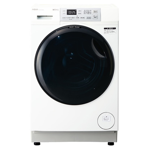 【無料長期保証】AQUA ドラム式洗濯機 左開き 洗濯8.0kg 乾燥4.0kg 幅幅59.5cm お湯洗い まっ直ぐドラム AQW-SD8A-L(W) ホワイト系 ヒートポンプ