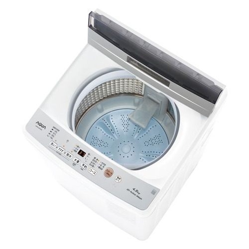 AQUA 全自動洗濯機 上開き 洗濯4.5kg 幅52.5cm 3Dアクティブ洗浄&高濃度クリーン浸透 ほぐし仕上げ AQW-S4A(W) ホワイト系