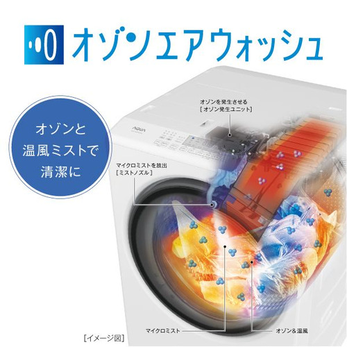 【無料長期保証】AQUA ドラム式洗濯機 左開き 洗濯12kg 乾燥6kg 幅59.5cm 除菌・消臭 泡フルウォッシュ まっ直ぐドラム AQW-DXS12A(LK) ブラック系_9