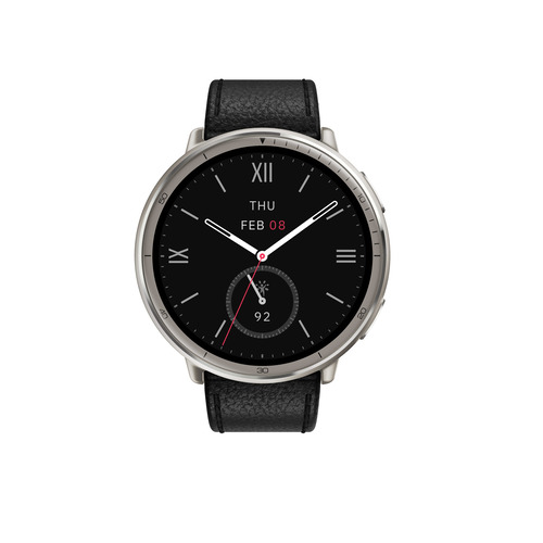 Amazfit sp170073-C225 Amazfit Active 2 Round ブラックレザープレミアムバージョン  ブラック