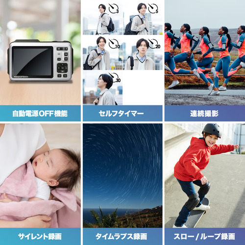 Bluemake TT-WD1300 防水コンパクトデジタルカメラ 防塵 耐衝撃 シルバー_19