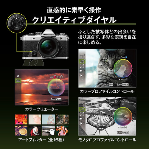 OMデジタルソリューションズ OM-3 12-45mm F4.0 PROキット SLV デジタル一眼カメラ OM SYSTEM シルバー_6