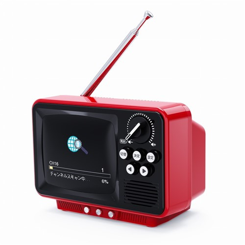 WINTECH TVR-RT1 RD 2.8インチ ワンセグテレビ レトロデザイン ラジオも聴ける ワイドFM対応 レッド_1