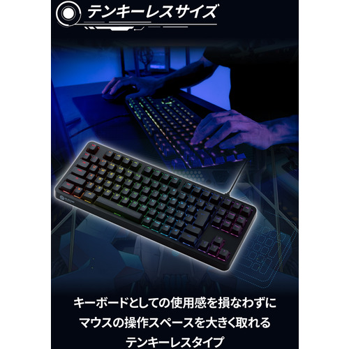 エレコム TK-VK310SBK ゲーミングキーボード テンキーレス・RGB LED 