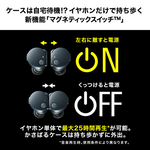 オーディオテクニカ ワイヤレス イヤホン ノイズキャンセリング IP55 最大25時間 USB-C ATH-CKS50TW2 BK ブラック系_8