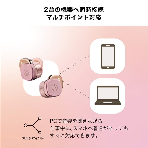 オーディオテクニカ ATH-SQ1TW2NC GY ワイヤレスヘッドホン アクティブノイズキャンセリング搭載 ワイヤレス充電対応 グレー