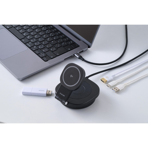 エレコム DST-Q041BPBK ドッキングステーション Qi2 15Wワイヤレス充電 4in1 USB 3.2 Gen1 5Gbps Windows Mac 対応 ブラック_4