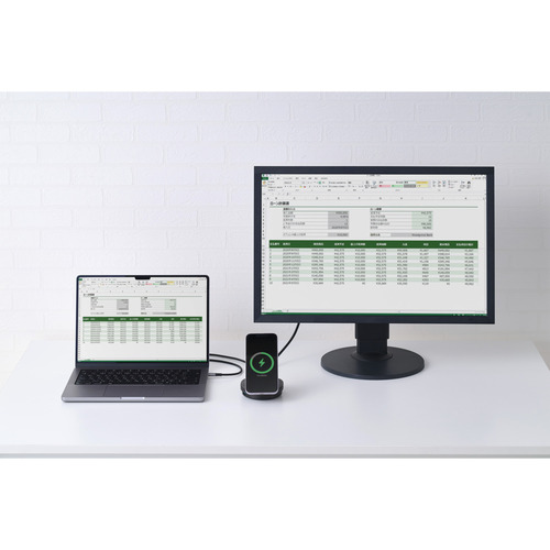 エレコム DST-Q041BPBK ドッキングステーション Qi2 15Wワイヤレス充電 4in1 USB 3.2 Gen1 5Gbps Windows Mac 対応 ブラック_5