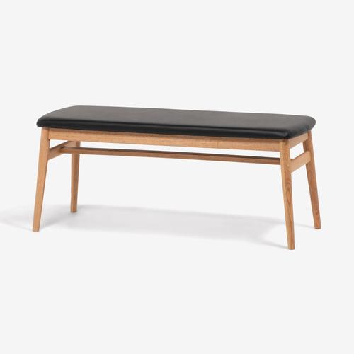 大塚家具 ベンチ「シネマ」幅106cm レッドオーク材ホワイトオーク色 座面PVCブラックの通販は 18,480円