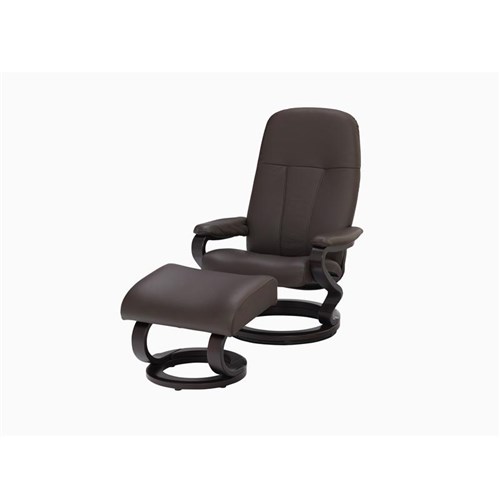 大塚家具 ドイツ製 リクライニングチェア Sサイズ「ゼロストレス model.9883」オットマン付き 革#24 ダークブラウン色の通販は