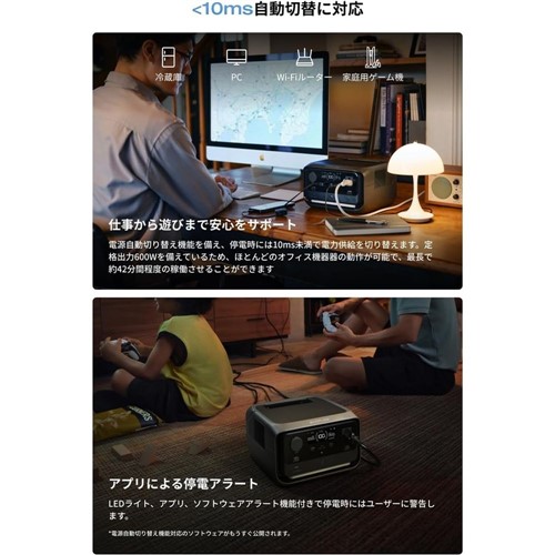 EcoFlow エコフロー RIVER 3 Plus (290) 容量286Wh 出力600W EFRIVER3PLUS-JP-CBOX ポータブル電源_4