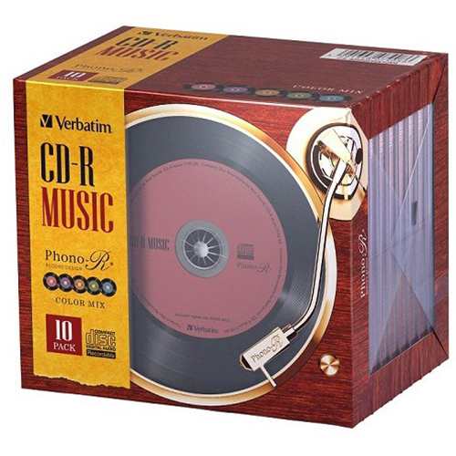 バーベイタム AR80FHX10V6 音楽用CD-R 80分 レコード風レーベル 5色