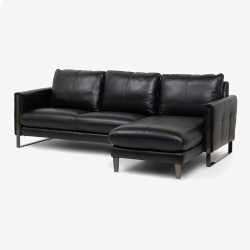 大塚家具 カウチソファ 向かって右カウチ「L／S FIT-58N エルエスフィット」 革#J-023C ブラック色 345,400円