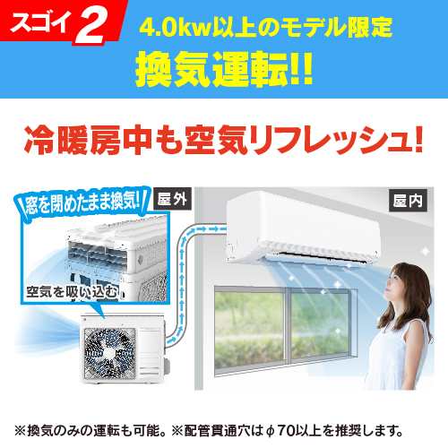 【標準工事費込】【推奨品】RIAIR YHA-MV40N2 ヤマダオリジナル リエア エアコン 2023年モデル 主に14畳用 ※給気機能付き【DD】