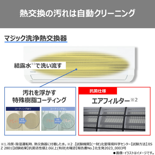 東芝 エアコン 6畳 マジック洗浄熱交換器 オートリスタート 抗菌仕様エアフィルター V-Mシリーズ RAS-V221M(W) ホワイト系 2026年モデル_9