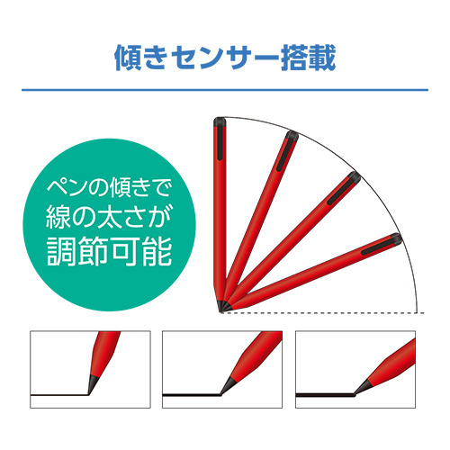 ミヨシ STP-A02／RD iPad専用タッチペン 高感度タイプ 傾きセンサー搭載 レッド STPA02／RD