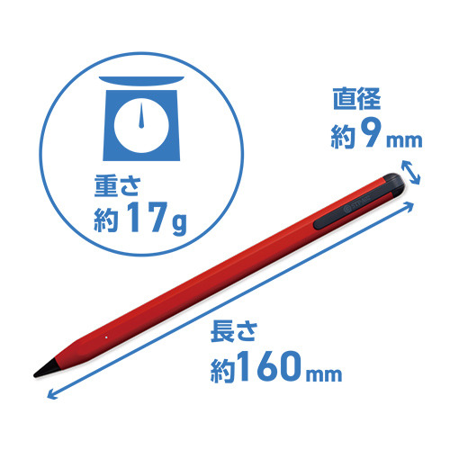 ミヨシ STP-A02／RD iPad専用タッチペン 高感度タイプ 傾きセンサー搭載 レッド STPA02／RD