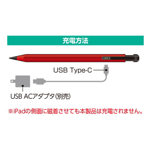 ミヨシ STP-A02／RD iPad専用タッチペン 高感度タイプ 傾きセンサー搭載 レッド STPA02／RD