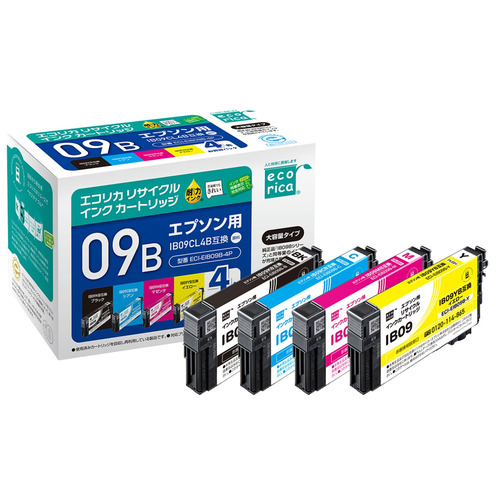 エコリカ ECI-EIB09B-4P エプソン IB09CL4B 互換 リサイクル インク カートリッジ 4色パック