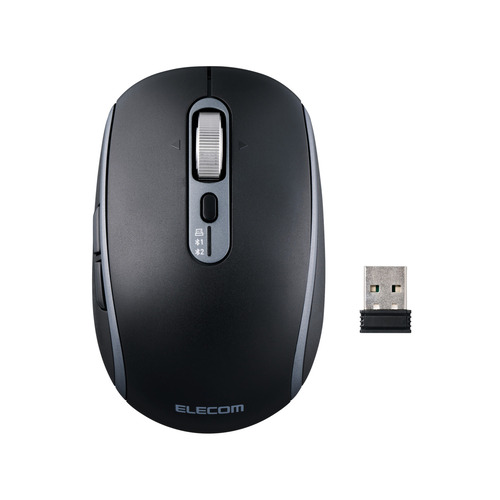 エレコム M-PN10MBMSBK ワイヤレスマウス Bluetooth ／ 無線 2.4GHz 両対応 Type-C 8ボタン Mサイズ ブラック