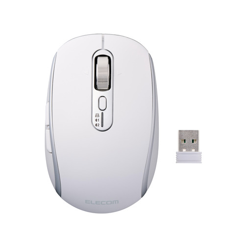 エレコム M-PN10MBMSWH ワイヤレスマウス Bluetooth ／ 無線 2.4GHz 両対応 Type-C 8ボタン Mサイズ ホワイト