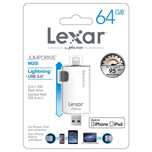 レキサー LJDM20I-64GBBJP JumpDrive M20i USB 3.0対応 Lightningコネクタ搭載フラッシュメモリ 64GB