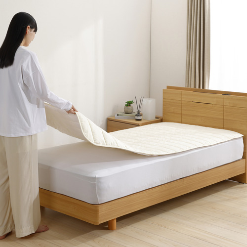 [ダブル]By IDC ヤマダ×大塚家具 ズレにくいベッドパッド3点パック ウール調湿タイプ 140×195cm ボックスシーツ2枚 ゴムなし_6