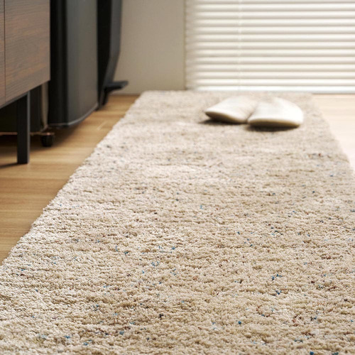 萩原 ミックスシャギーマット Liva リーヴァ 約45×240cm サンドベージュ