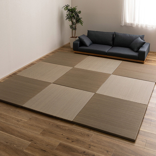 萩原 【6枚組】ハイブリッド置き畳 綾瀬 約82×82×2.5cm ブラウン