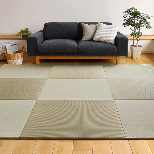 萩原 【6枚組】置き畳フラッタ 四季 約82×82×1.5cm ナチュラル