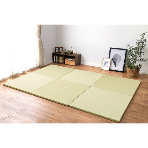 萩原 【6枚組】い草風置き畳 綾模様 約65×65×2.5cm グリーン