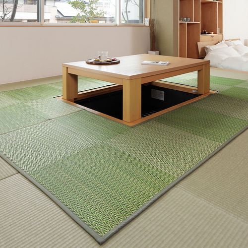 萩原 掘りごたつ対応い草ラグ 約191×250cm グリーン