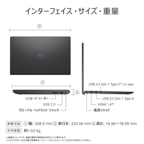 DELL ノートPC Dell 15 DC15250 ND65-FWHBB[15.6型 | フルHD | Core i5