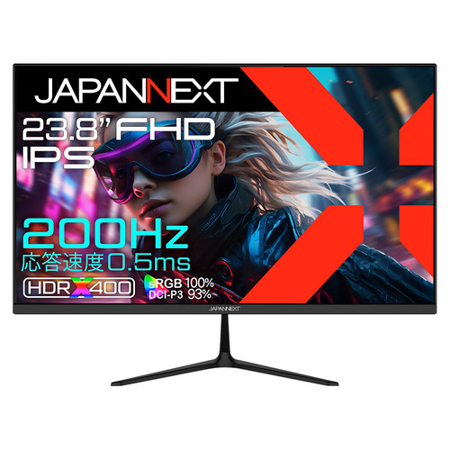 JAPANNEXT JN-IPS238G200FY 23.8型フルHD IPS 液晶モニター リフレッシュレート200Hz sRGB:100% ブラック