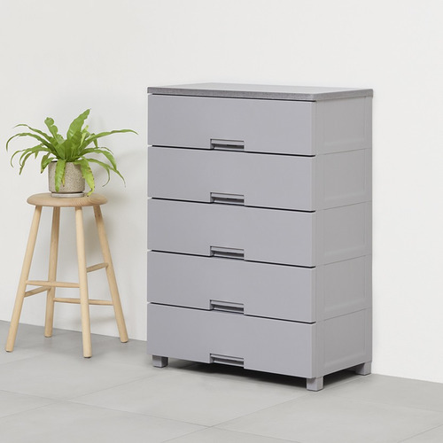 【期間限定大特価】天馬 Fits フィッツチェスト 7505 幅75cm 5段 ロック付き スムーズな引出し 収納 タンス 完成品 グレー