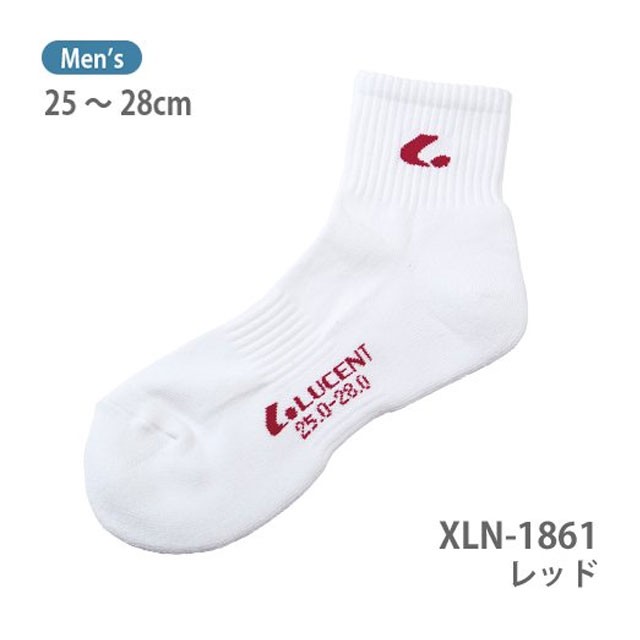 ネコポス ルーセント テニス メンズ ソックス レッド ワンポイント 靴下 男性用 XLN1861 LUCENT メンズウェア 