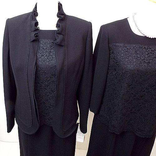 喪服 礼服 レディース レース ブラックフォーマル 3点セットフォーマルスーツ オールシーズン卒業式 入学式 卒園式 入園式5554_5