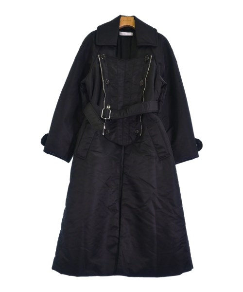 ブラック トレンチコート ウエストベルト付き YOHEI OHNOブラック