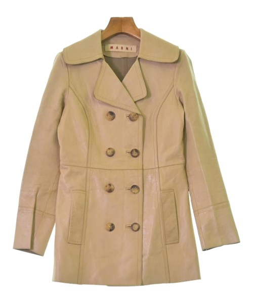 MARNI コート ピンク ウール製ショートトレンチコート マルニシンボル入り | Marni