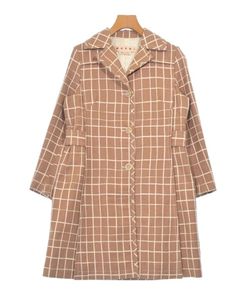 美品 MARNI マルニ ノーカラー ツイード ロングコート レディース36