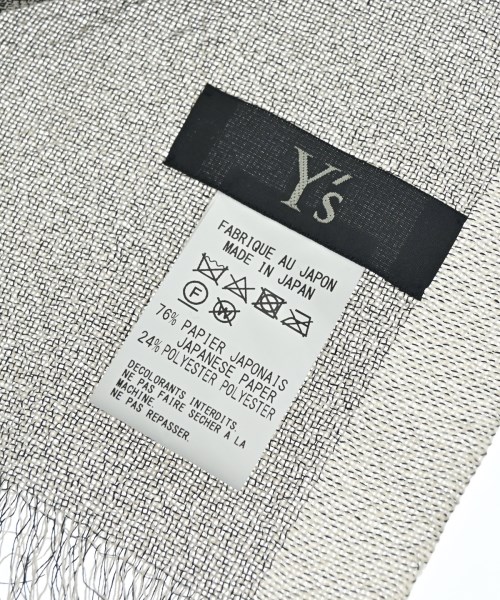 Y's ワイズ ウールチェック2枚接ぎストール 茶×紺 マフラー フリンジ