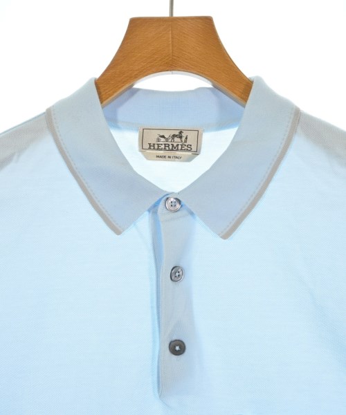 エルメス　ライトブルー　ポロシャツ　Hロゴ エルメス ライトブルー ポロシャツ Hロゴ HERMES エルメス 襟ライン