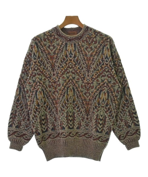 ミッソーニ MISSONI コットン ハーフジップ プルオーバーニット L ベージュ×パープル系 ミッソーニ セーター 長袖 クルーネック 総柄 トップス メンズ 52