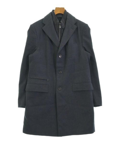 Corneliani ネイビー チェスターコート フード付き