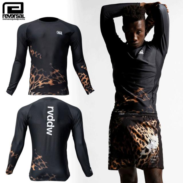 reversal リバーサル ラッシュガード 長袖 LEOPARD LONG RASH GUARD rv23aw601　格闘技 ジム フィットネス トレーニング アクティブ サーフの通販は
