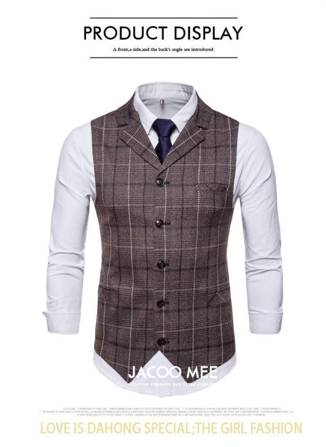フォーマルベスト メンズ ベスト スーツベスト チェック柄 アウター ビジネスベスト チョッキ の通販はau Wowma Jacoo Mee