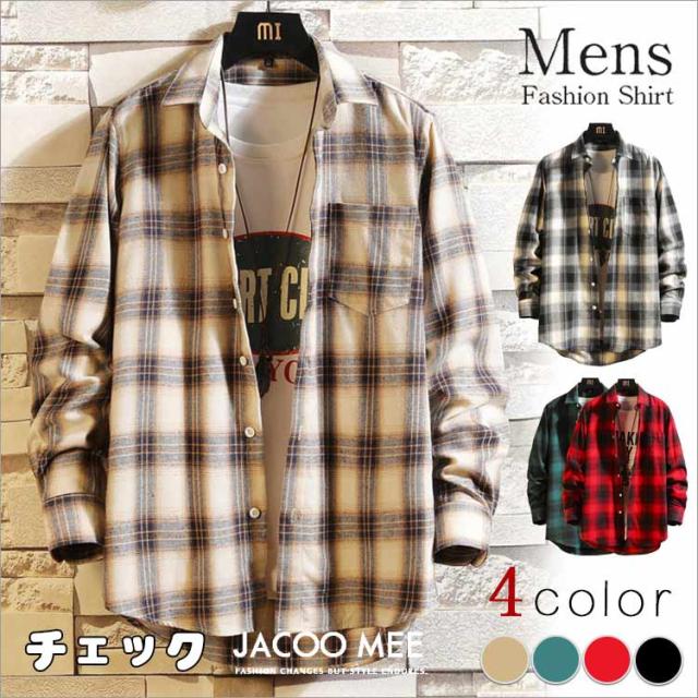シャツ 長袖シャツ メンズ チェックシャツ カジュアルシャツ ネルシャツ チェック柄 ビジネスシャツ 春 秋服 トップス お洒落 新作 送料の通販はau Wowma Jacoo Mee