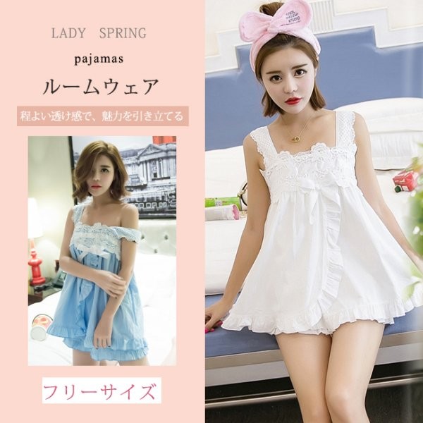 ルームウェア 上下セット レディース キャミソール ショートパンツ レース リボン 裾フリル Aライン 可愛い 部屋着 春夏の通販はau Pay マーケット Comomo 1 S