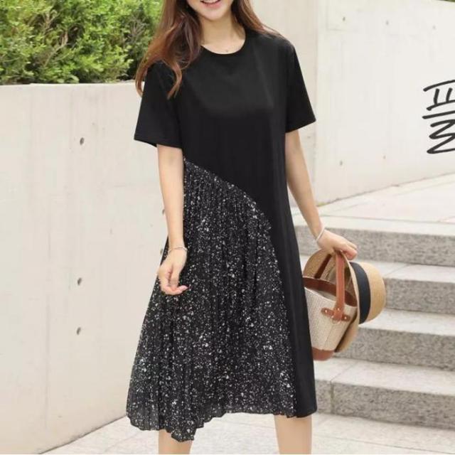 Tシャツ プリーツドッキング アシメ ワンピース L 2xl シンプル 無地 ナチュラル 送料無料 レディース春夏の通販はau Pay マーケット Retel